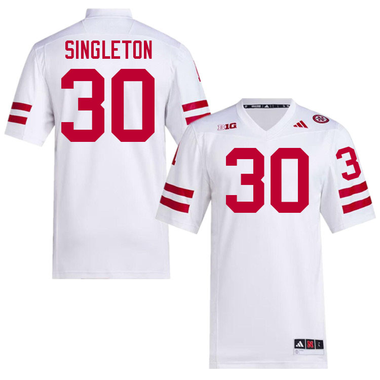 Men #30 DJ Singleton Nebraska Cornhuskers College Football Jerseys Stitched Sale-White